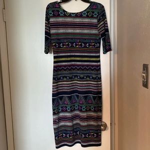 2/$20 Xhiliration tribal print multicolor dress size L